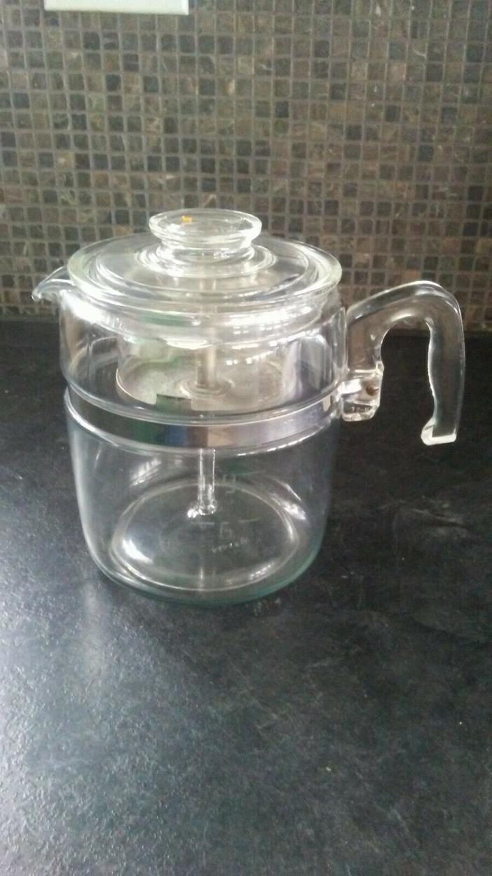Vintage Pyrex 7759B 9 Cup Glass Flameware   Stovetop Coffee Pot Percolator & Lid