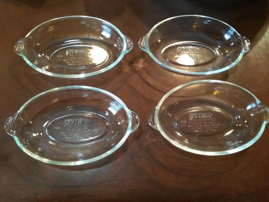 4 Vintage Pyrex by Corning Clear Glass Oval Bowl 1 Cup 328 USA made bowlsS45