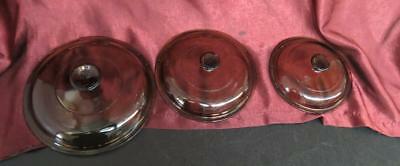 Lot of 3 Pyrex Corning Ware Amber Replacement Lids