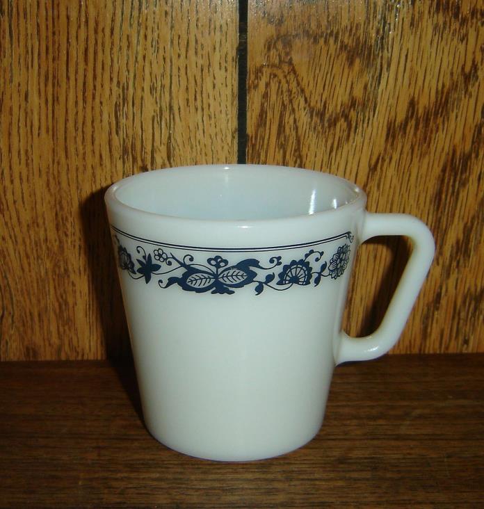 Vintage Pyrex Old Town Blue Milk Glass Coffee Mug Cup D Handle