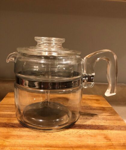 Vintage Pyrex Glass Coffee Pot Percolator 4 Cup 7754 Stove Top Complete