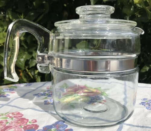 Vintage Pyrex Flameware  2-4 Cup Coffee Percolator #7754-B Pot & Lid • ONLY •