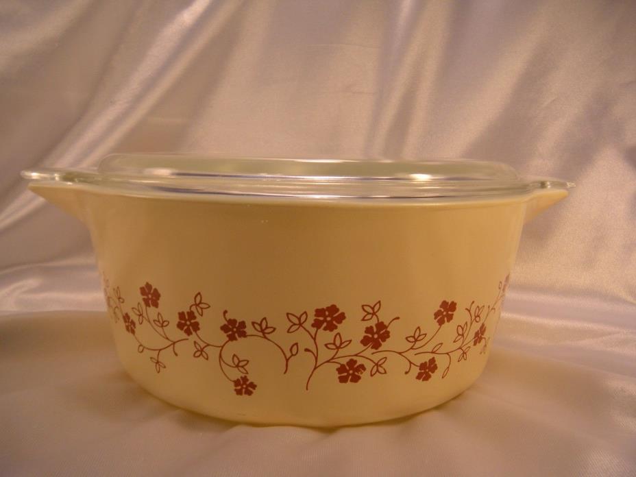 Pyrex Trailing Flowers #475 Bake'N'Carry Casserole w/Lid 475C Promotio 1980-83