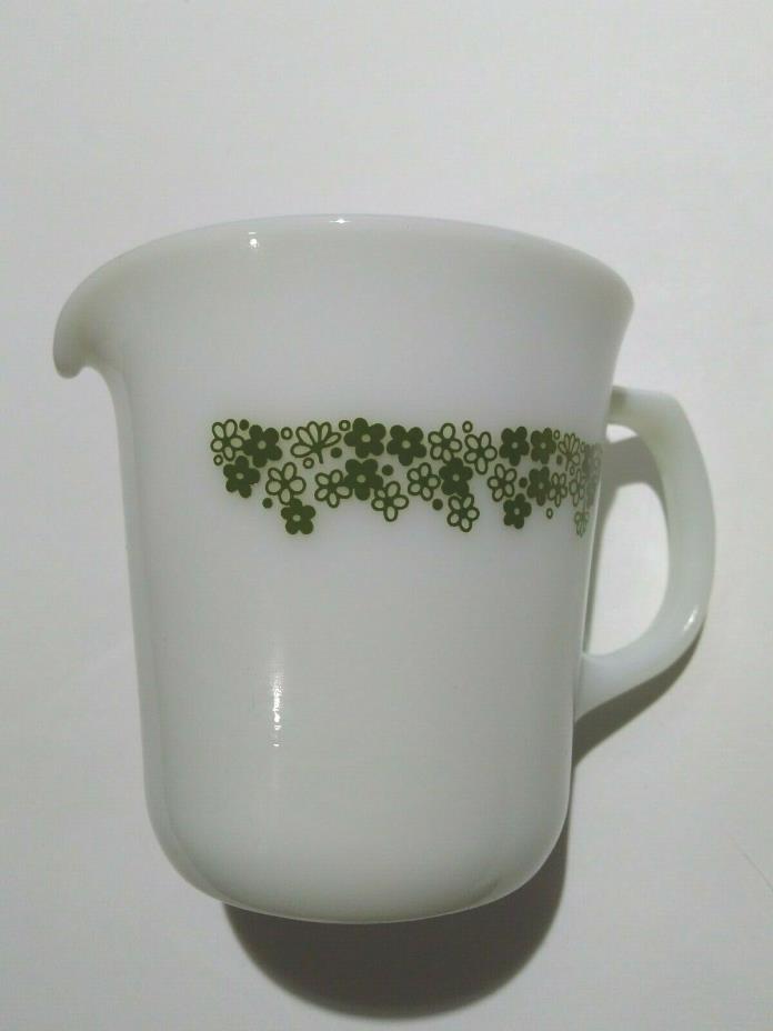 Pyrex Spring Blossom Creamer Pitcher White Green Flowers Crazy Daisy