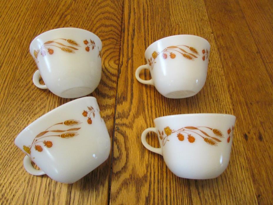 Pyrex Autumn Harvest Orange Brown Corning White Glass C Cups Vintage Original