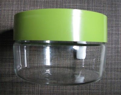 151804 Home PYREX Clear Glass Container with Green Plastic Lid Round EUC Vintage