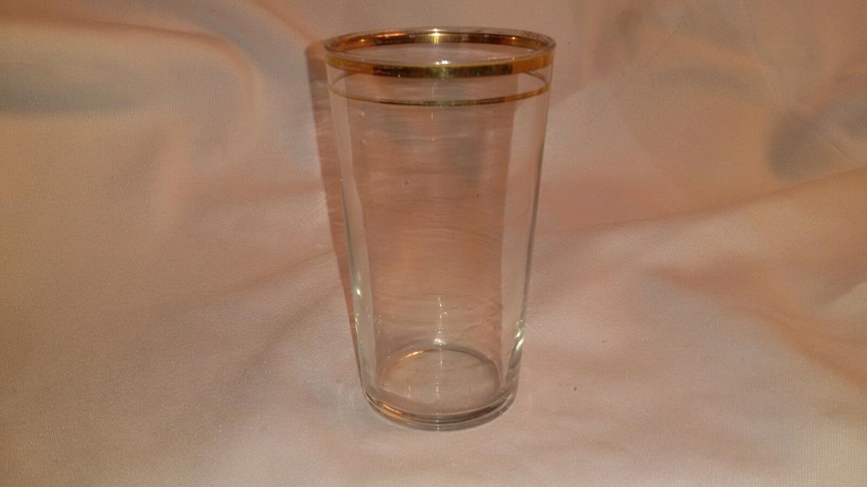 Vintage   8 ounce water glass with gold trim  #  3516