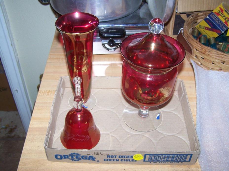 Cranberry Glass 40th Anniversary Candy Dish Bell vase