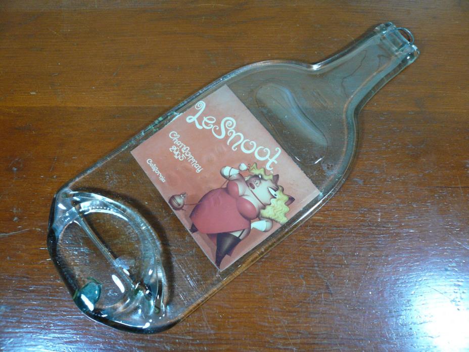 Wine Bottle Cheese Tray Glass Melted Flattened LeSnoot Chardonnay California
