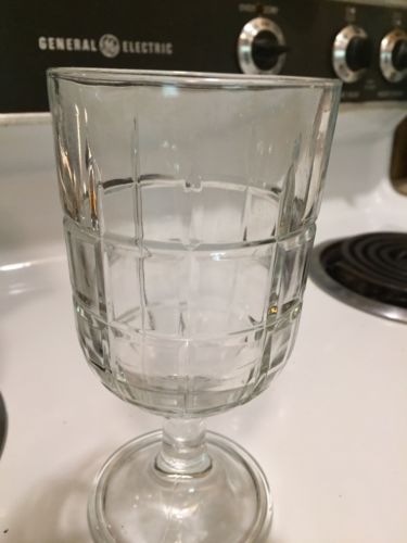 Clear Windowpane Pedestal Water Goblets Set Of 6