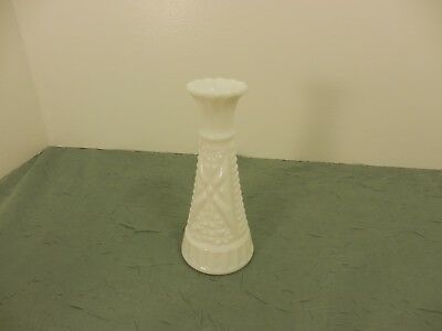 Decorative White Milk Glass Bottle-Bud Flower Vase 5 3/4