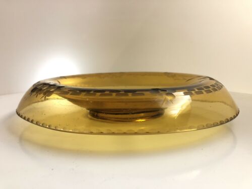 Vintage Yellow Oval Glass Candy Nut Dish