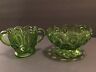 Vintage Green Thick Glass Double Handled Cup Candy Bowl Candle Holder