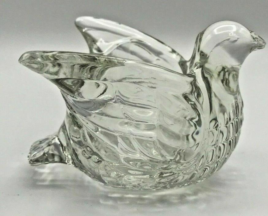 Vintage AVON Candle Holder Tea Light DOVE IN FLIGHT Thick Detailed Glass