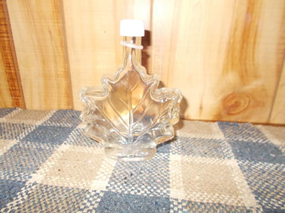 Maple Leaf Shaped Bottle Clear Glass Screw Top Lid 6 3/4