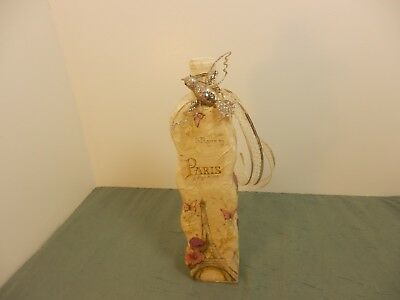 Decorated Decoupaged Glass Vase-Bottle Roses Paris Humming Bird Eiffel Tower