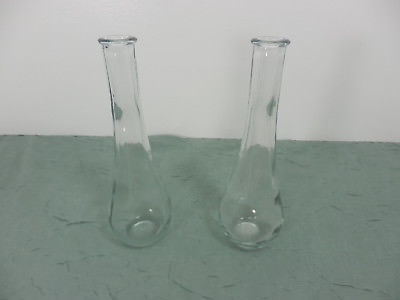 Set of 2 -Glass Flower Bud Vase Mini Bottles 6 3/4