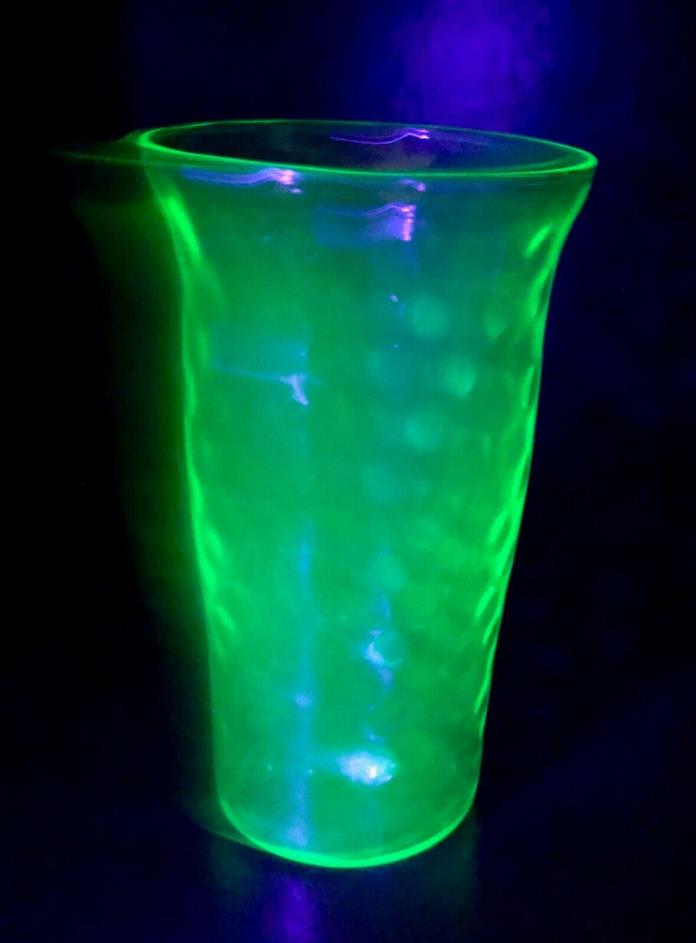 Vintage Depression Vaseline Uranium Juice Glass Pressed Clear Green