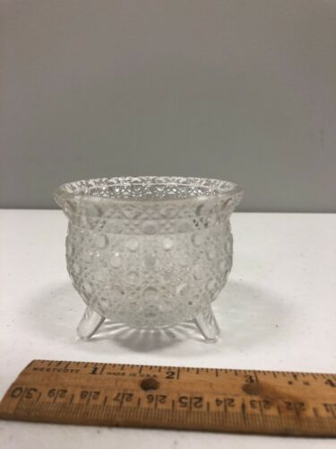 Vintage GLASS Tri Footed Witches Kettle Pot Clear