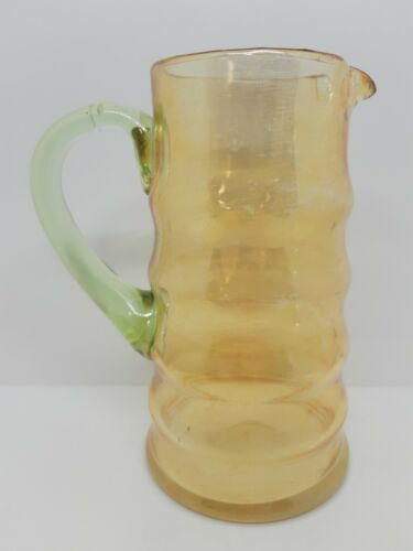 Depression Flashed Vaseline Glass Small Water Pitcher Tea Spout