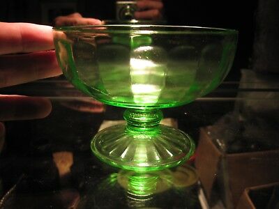 Decorative Vaseline Glass Footed Cup -- Very Nice Glow Under UV!