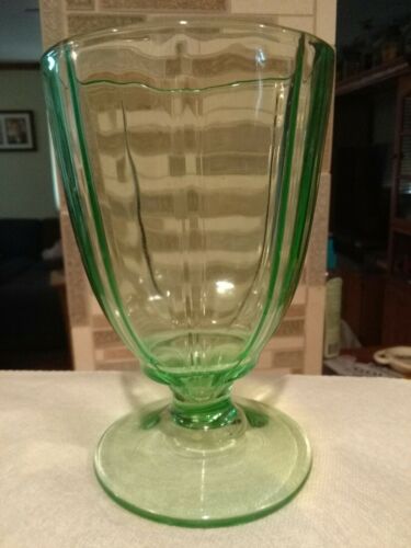 Vintage f Vaseline Glass Ribbed Tumbler Sherbets