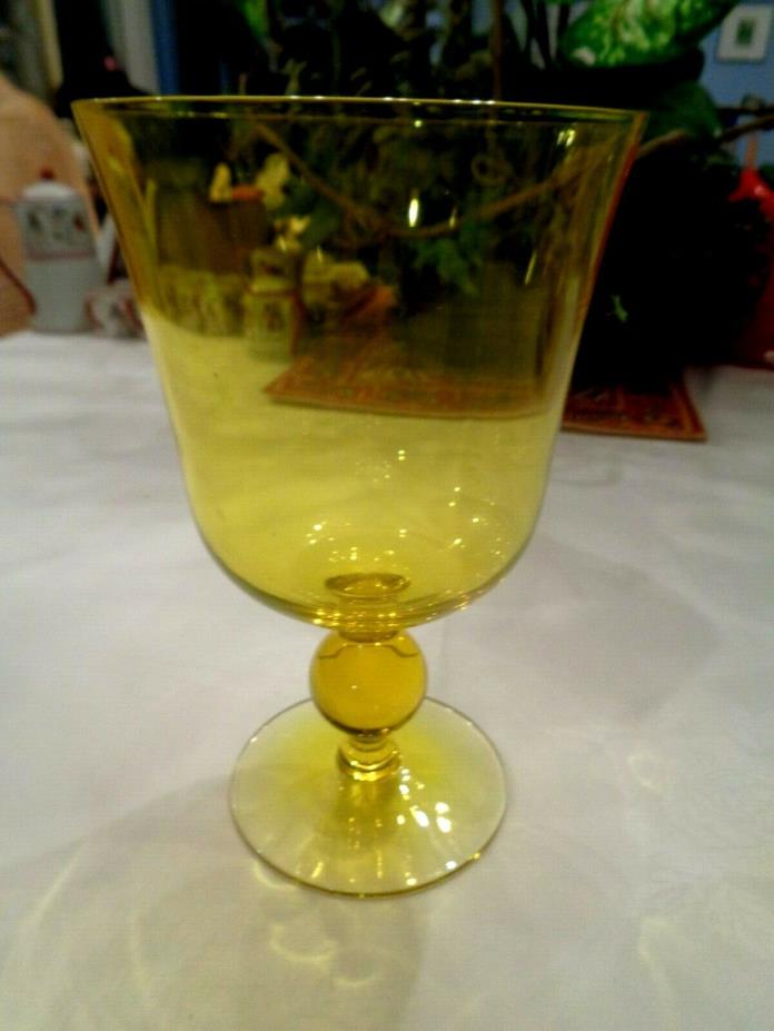 LOVELY HAND MADE YELLOW VASELINE GLASS DEEP COMPOTE