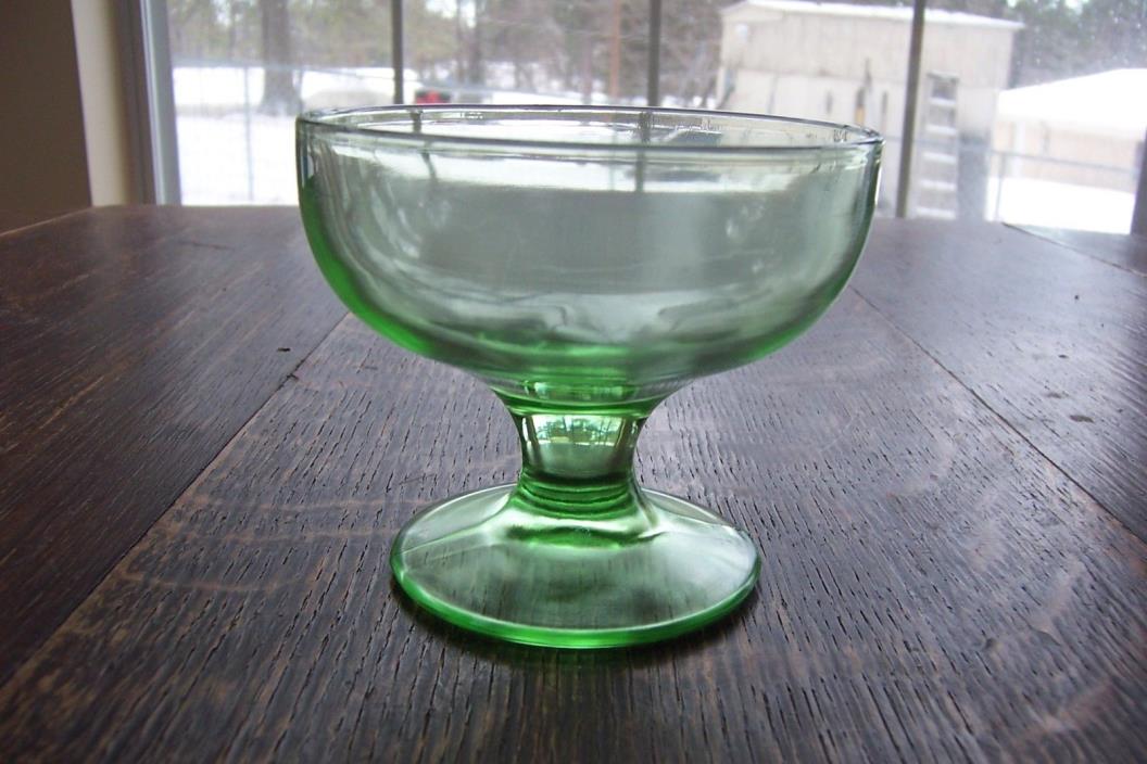 Vintage Green Depression Vaseline/Uranium Glass Footed Sherbet