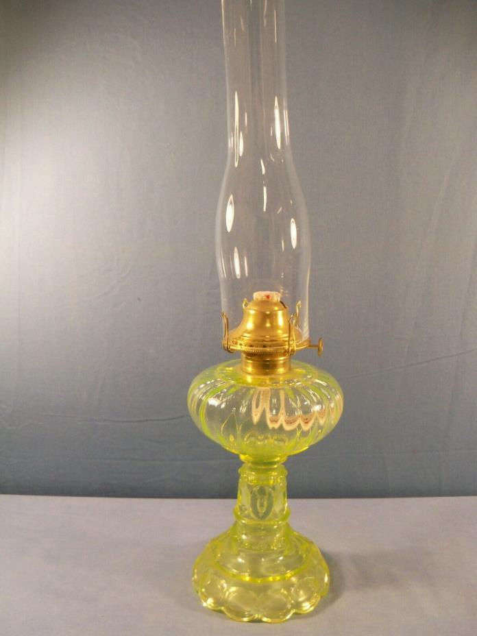 Large Mosser Vaseline Glass Oil Lamp #2