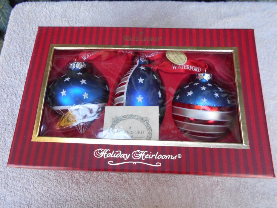 WATERFORD FLAG ORNAMENTS SET OF 3  [hand crafted]