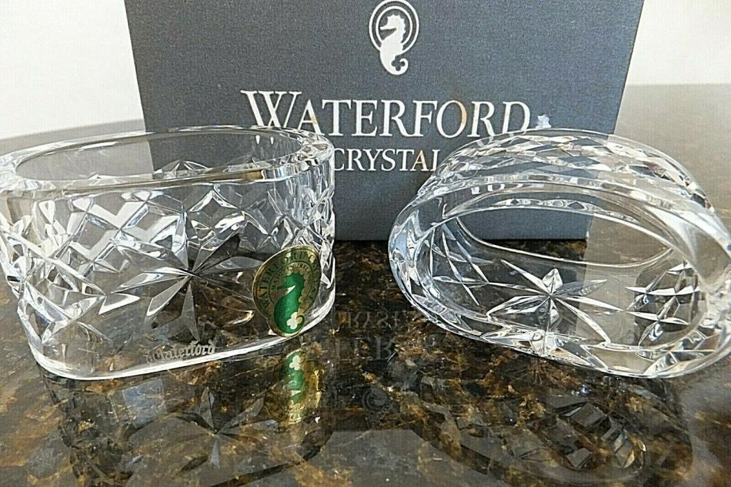 Vintage Ireland made Waterford Crystal ALANA Boxed Set of 2 Oval Napkin Rings