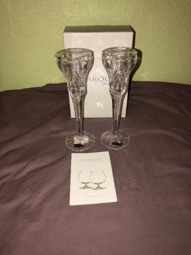 WATERFORD CRYSTAL CANDLESTICK CANDLE HOLDERS SET 2 Canterbury MARQUIS