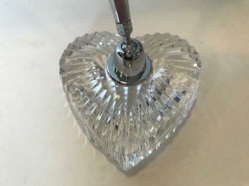 Waterford Crystal Ireland Heart Shape Chrome Pen Holder-