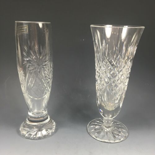2 Vintage Lead Hand Cut Crystal Vases, Waterford? And Turkey