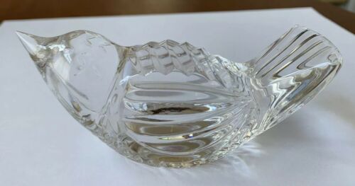 Vintage Signed WATERFORD Crystal Seated Sparrow Bird Figurine Paperweight MINTY