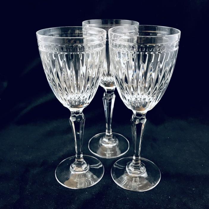 (3) VTG 7-5/8 WATERFORD Crystal HANOVER Wine Glasses Marquis Collection no trim