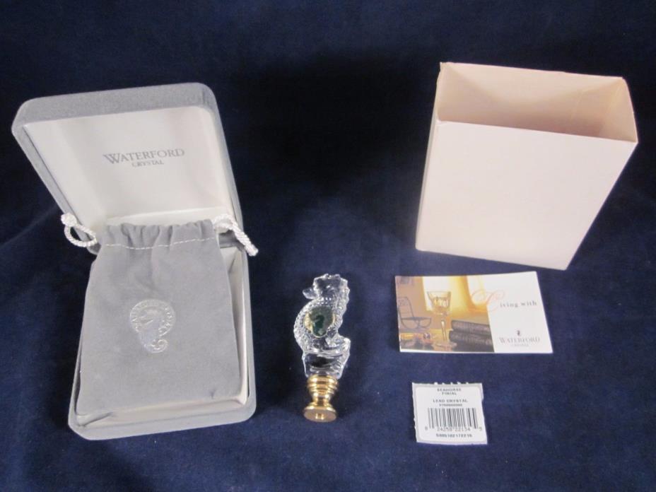 WATERFORD CRYSTAL Seahorse Lamp Finial ~ VINTAGE NEW ORIGINAL BOX w/ STICKER