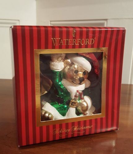 WATERFORD GLASS TEDDY BEAR ORNAMENT HOLIDAY HEIRLOOMS * NIB