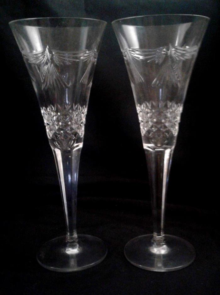 Waterford Crystal Pair of Millennium Peace Toasting Flutes Retired