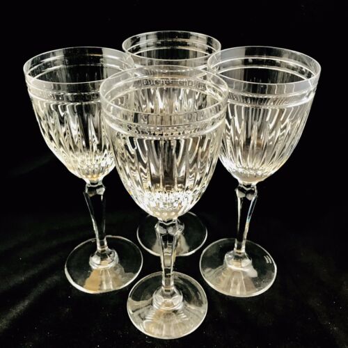 Vintage (4) WATERFORD Wine Crystal Glasses HANOVER no trim Marquis Collection