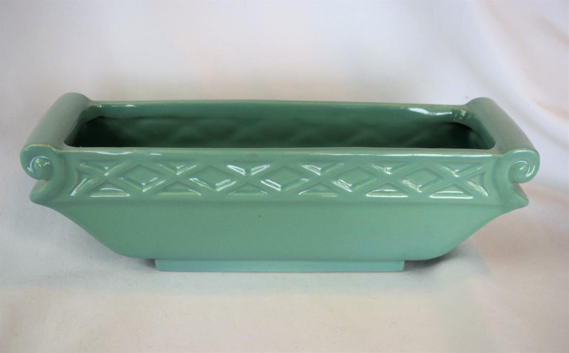 Vtg Abingdon Art Pottery Aqua Turquoise Planter / Window Box #476 - Succulents