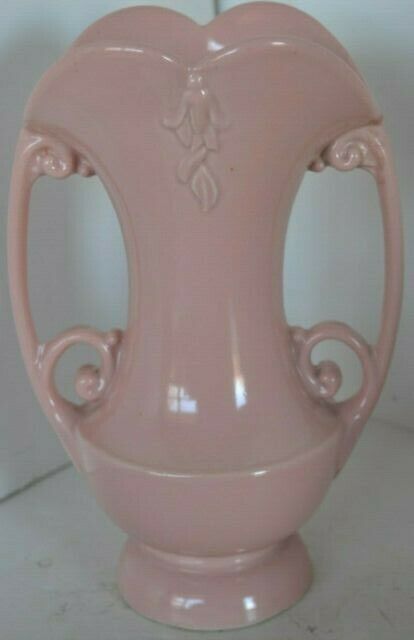 Vintage Pink Pottery Vase Double Handle Abingdon