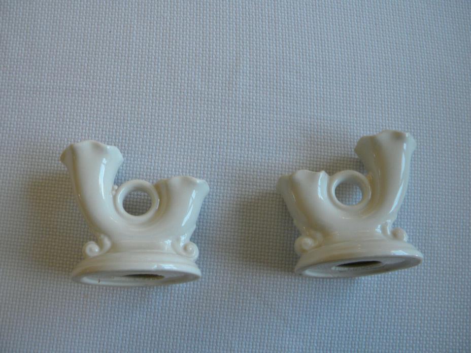 Two Abingdon cream colored double candleholders