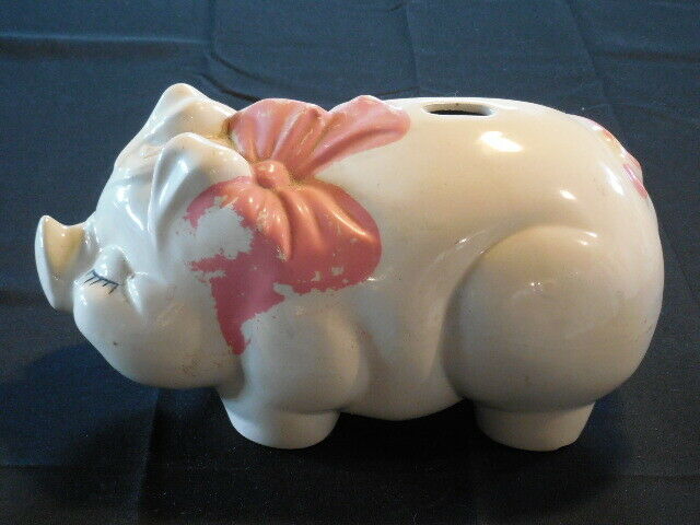 Vintage Antique American Bisque Pig Piggy Bank Large 13