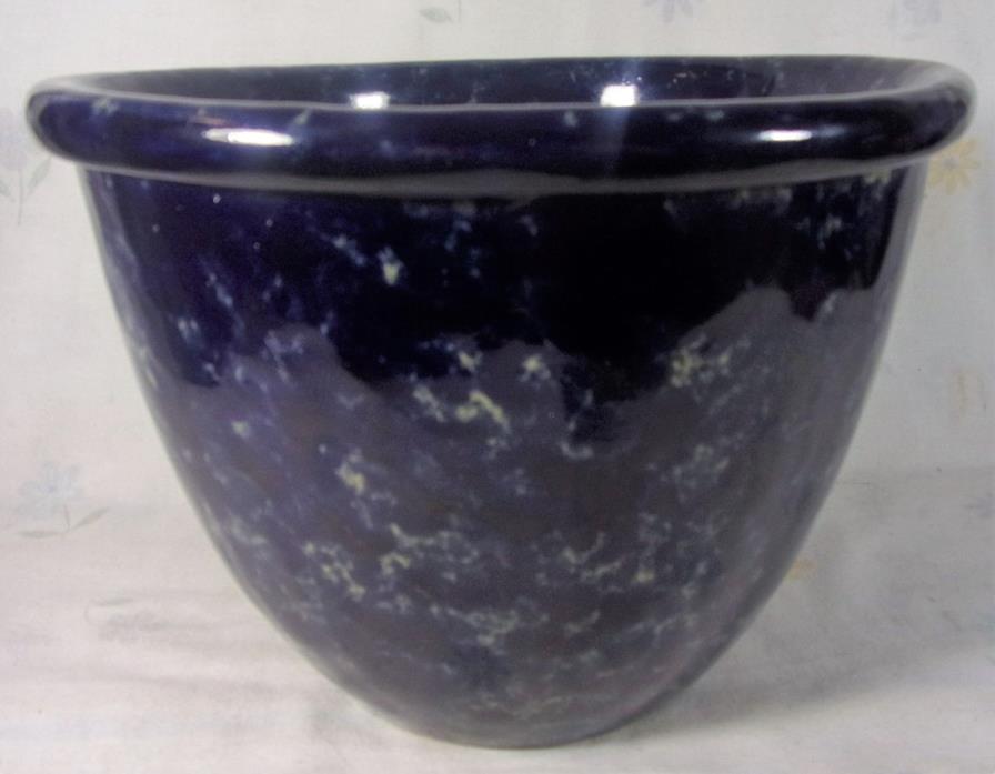 Antique 1877 Bennington Blue Agate Spongeware Stone Ware Mixing Bowl 6.75