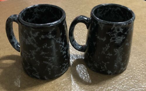 PAIR Bennington Pottery Blue Agate Tankard Style Mug Mugs 12 oz S1 EXCELLENT