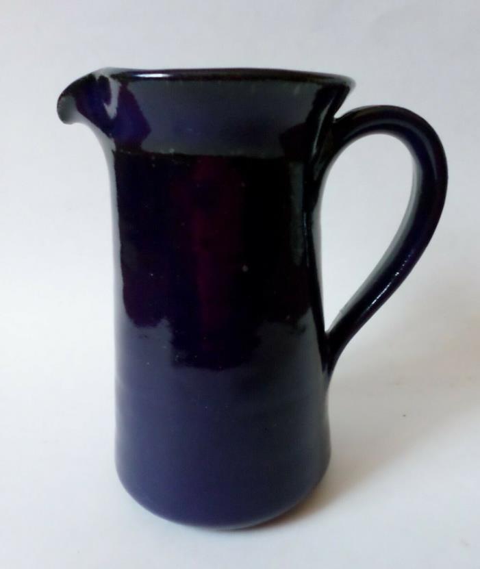Bennington Art Pottery Londa Weisman Thrown Stoneware Pitcher Blue Glaze Signed