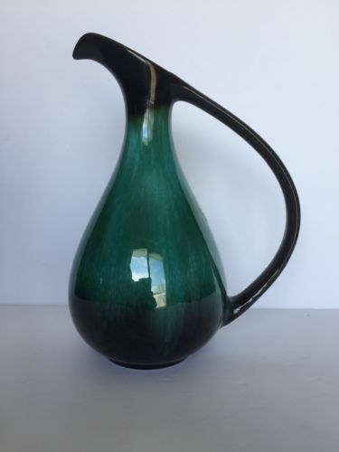 Large Blue Mountain Pottery Jug Green/Black Glaze 10
