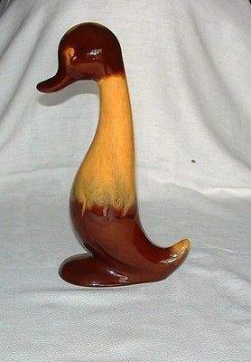 Blue Mountain Pottery HARVEST GOLD LARGE DUCK Brown Yellow Drip Glaze BMP 11