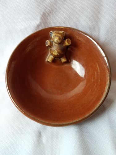 Teddy Bear Rare Art Pottery Bowl by Famous California Artist Robert Weiss~ MINT!